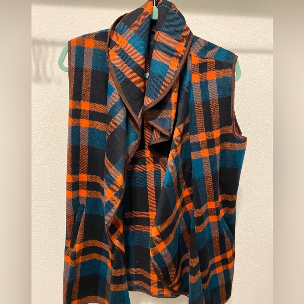 Plaid Print Flap Vest Coat